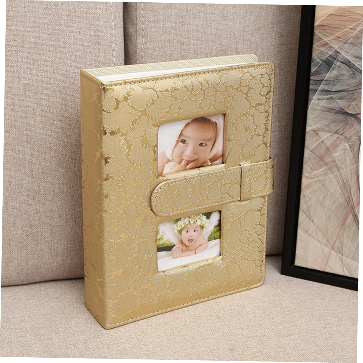 HOODANCOS 1pc Golden Leather Cover Photo Album Inset Picture Holder for DIY Photography Capacity Design for Festivals Weddings Birthdays and Anniversaries