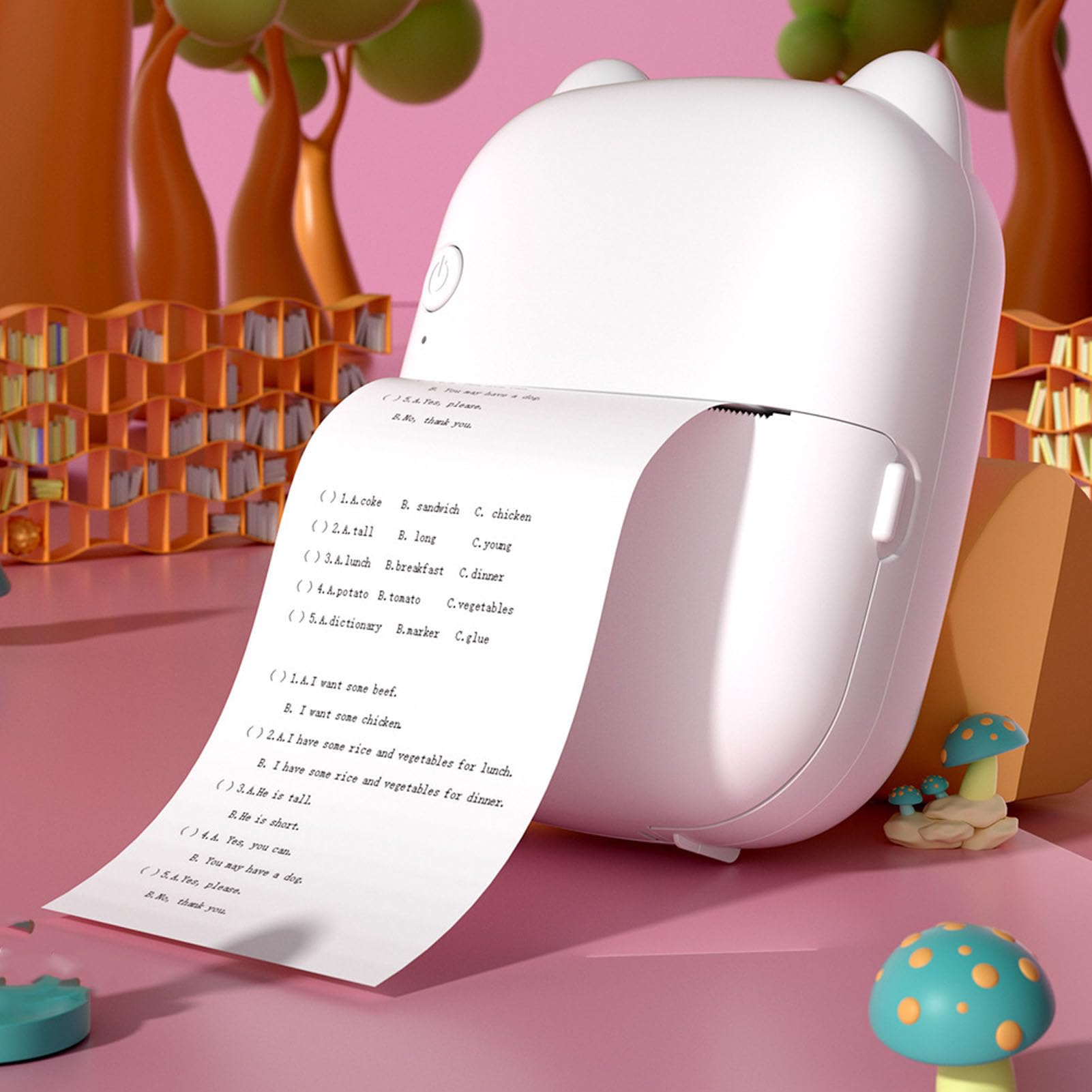 Stampante Vocale AI per Bambini, Cordless Portatile per la Casa