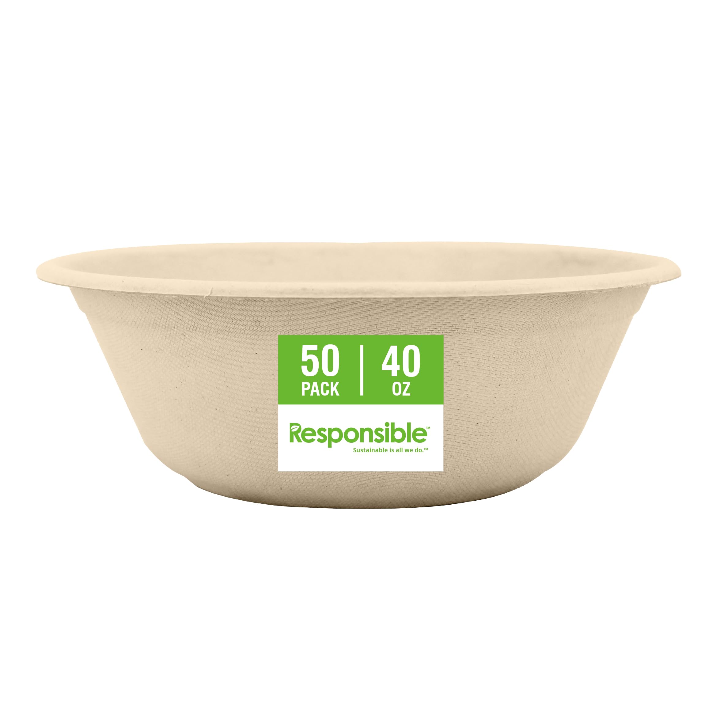 Responsible Products 40 oz (50 Count) / Natural Brown / Casual Bowls