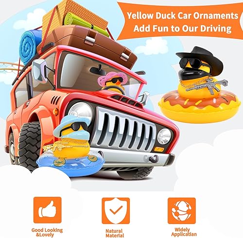 Miniatura 7 de Patos para automóviles pato de goma para tablero de automóvil, adornos de pato amarillo chirriante para automóvil, accesorios de tablero con mini