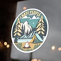 Vista 2 de Humorous Camping Sticker - I Hate People - 2 3"x3" Stickers on a Sheet, by Flippin Stickers