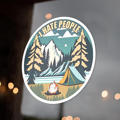 Miniatura 2 de Humorous Camping Sticker - I Hate People - 2 3"x3" Stickers on a Sheet, by Flippin Stickers