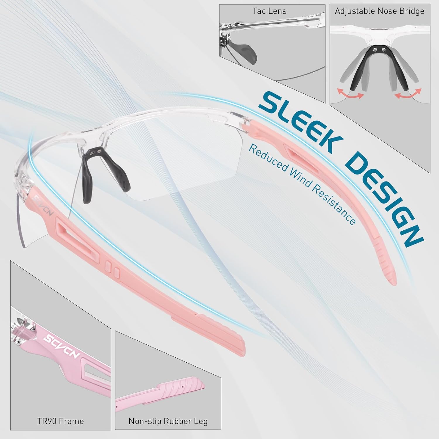 SCVCN Photochromic Sport Sunglasses Cycling Clear Glasses Men Women UV400 Protection MTB BMX Fishing Running S86 - Image 6