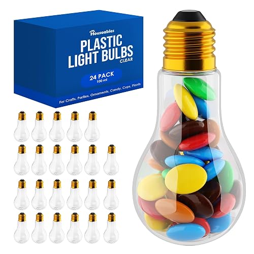 Plastic Light Bulbs, Fillable Light Bulbs, Bottles, Clear, 100ML, 24