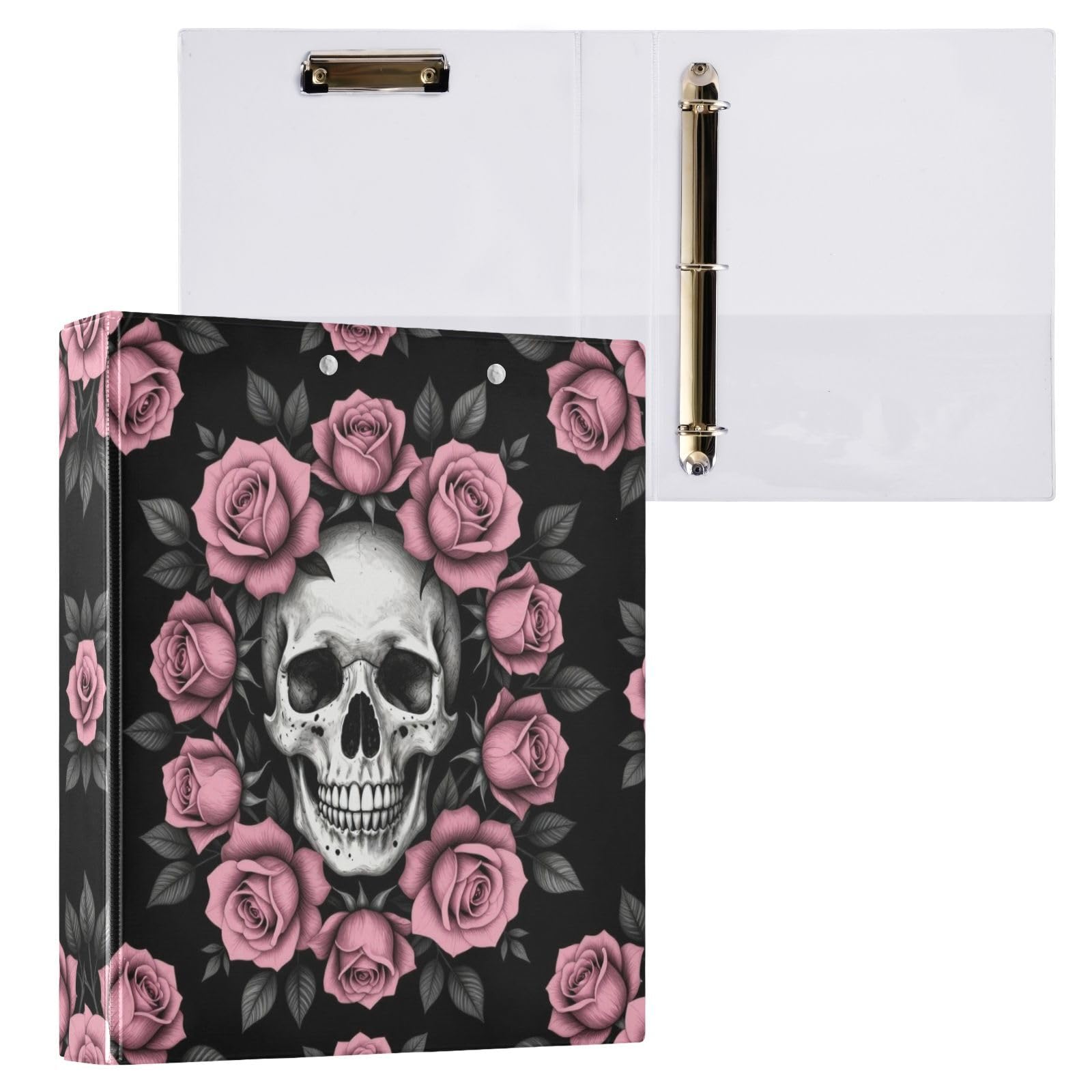 Raccoglitore a 3 anelli con portablocco floreale Sugar Skull Rose