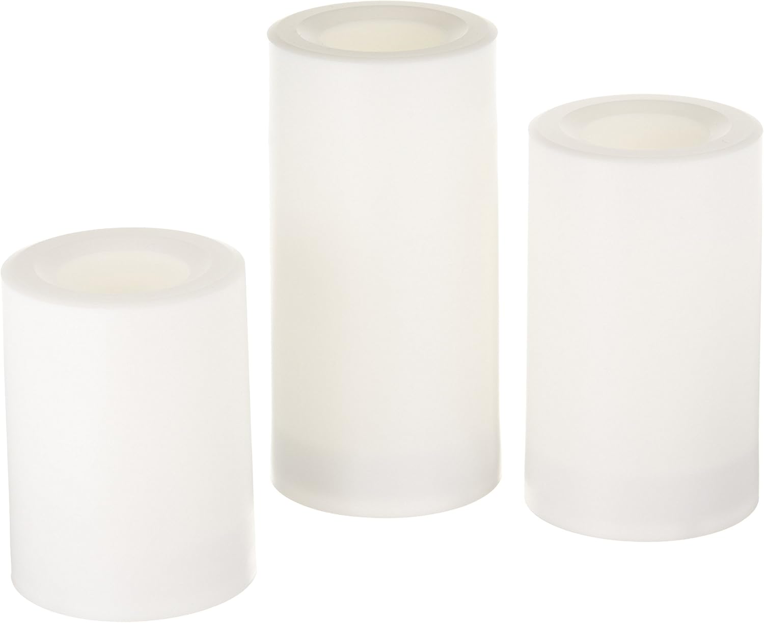 Inglow CGT20335WH3 Flameless Round Outdoor Candles with Timer, White, 3