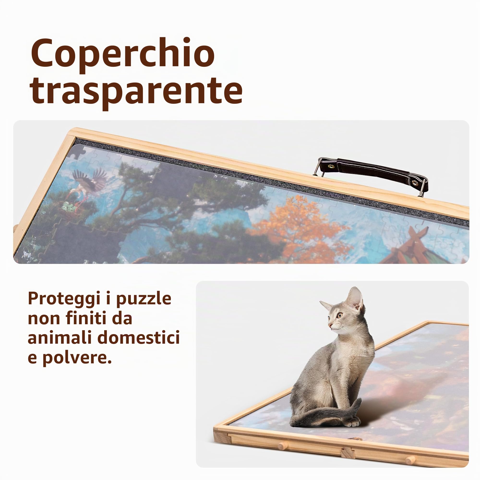 Lavievert Puzzle girevole da 1000 pezzi con 4 cassetti di scorrimento, tavolo puzzle ribaltabile con copertura, altopiano puzzle in legno con tavolo antiscivolo per adulti