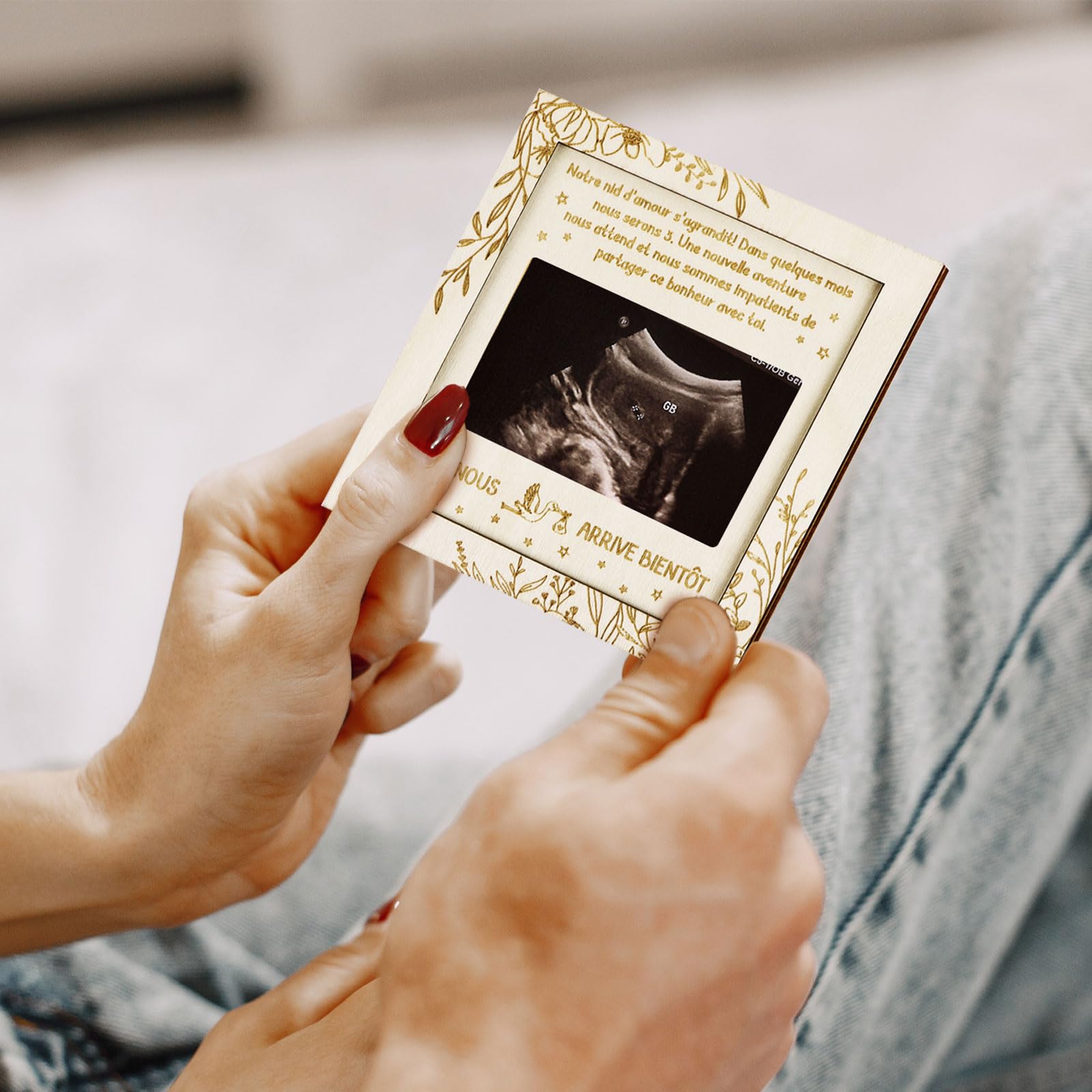 Cadeau Annonce Grossesse en Bois Carte Une Petite Surprise pour Vous Petite Boîte Annonce Grossess TATA Mamie Tante Grands-parents et Cœur Doré Future Demande Annonce pour Fête Naissance Baptême Noël