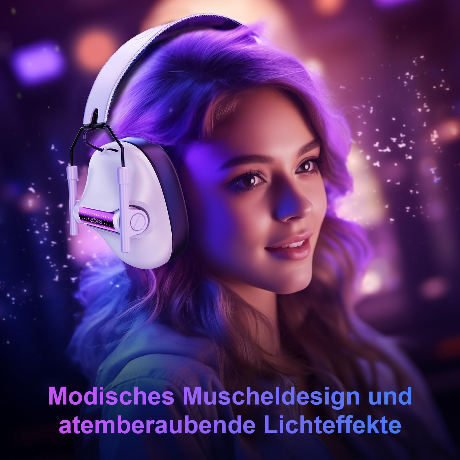 FC400 Wireless Gaming Headset, 2.4GHz Gaming Kopfhörer Kabellos mit Mikrofon für PS5, PS4, PC, Switch, Bluetooth 5.4 Gaming Headset, Geringe Latenz Noise Cancelling, mit LED Licht, 50H Akkulaufzeit