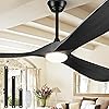BOOSANT 52" Outdoor Ceiling Fans with Lights and Remote Control, Wood Ceiling Fan with Lights High CFM Quiet 3 Blade Wood Walnut Fan, Propeller Ceiling Fan for Outdoor/Indoor/Patio,Matte Black