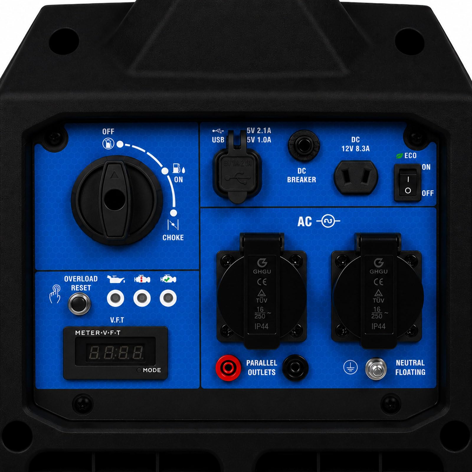 EBERTH 3500 Watt Inverter Stromerzeuger leise, Notstromaggregat Benzinmotor, 4-Takt, Stromgenerator 2x 230V Schuko, 12V und USB Anschluss, Invertertechnik reiner Sinus, ECO-Modus