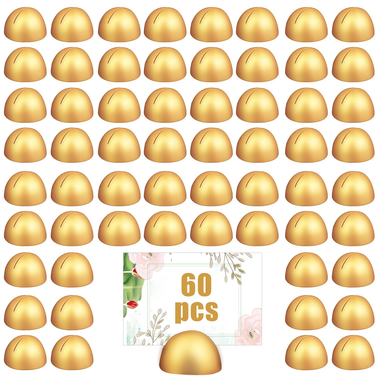 Tischkartenhalter, moderne Tischnummernständer, Setting Clips, runde Tischkartenständer für Geburtstag, Party, Hochzeit, Jahrestag, Empfang, Bankett, 60 Stück (Gold)