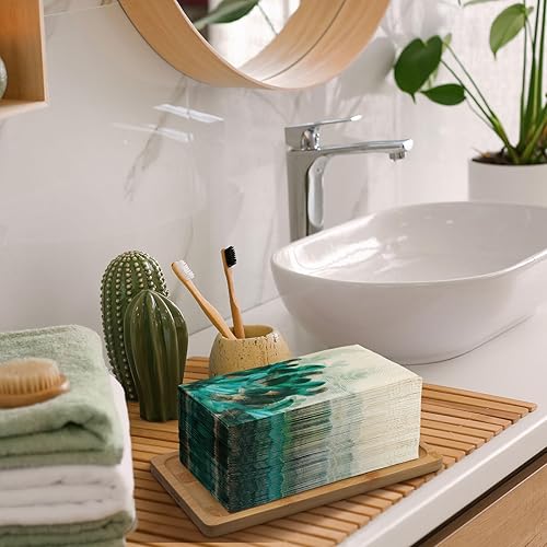 Miniatura 25 de Seajan 200 servilletas florales azules desechables para invitados, toallas de mano para baño, toallas de papel, toallas de mano, toallas de papel