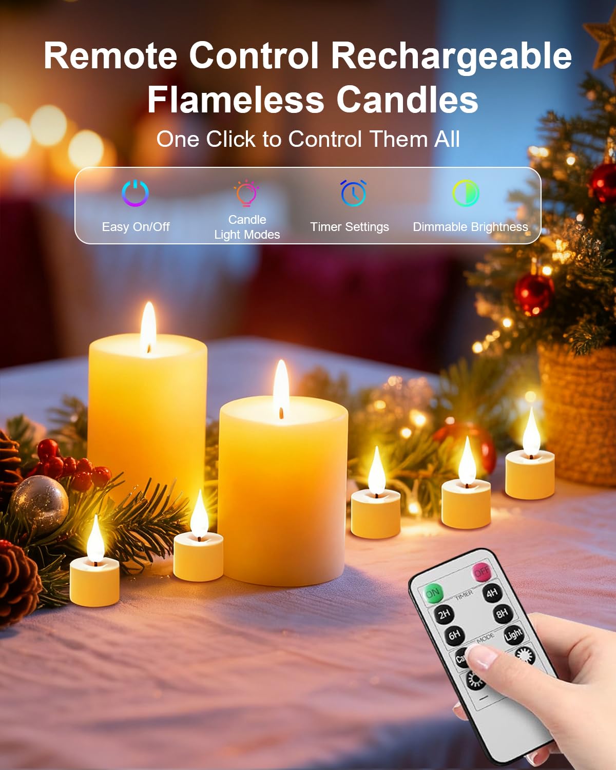 12 Bougie Chauffe Plat LED Bougie LED USB Rechargeable Sans Flamme 9 Niveaux de luminosité, Minuterie, 2 Modes D'éclairage, pour Halloween, Noël,Valentine's Day, les Mariages,les Fêtes,Eid