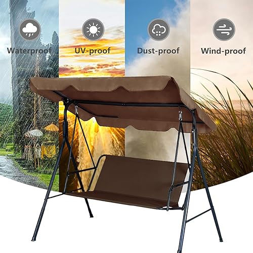 Miniatura 5 de Fundas de repuesto para asiento de columpio para patio al aire libre, 3 plazas, 600D, mejoradas, gruesas, de tela Oxford impermeable, para porche,