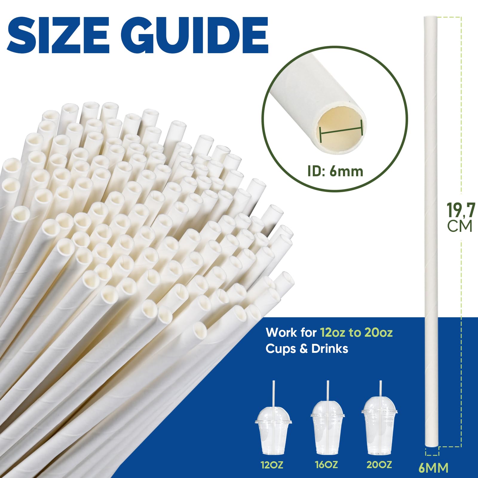 ABENA Cannucce Di Carta Confezionate Singolarmente: 24 Cm X 6 Mm, Pieghevoli – Confezione Da 250 Pezzi, Ideali Per Frullati E Cocktail