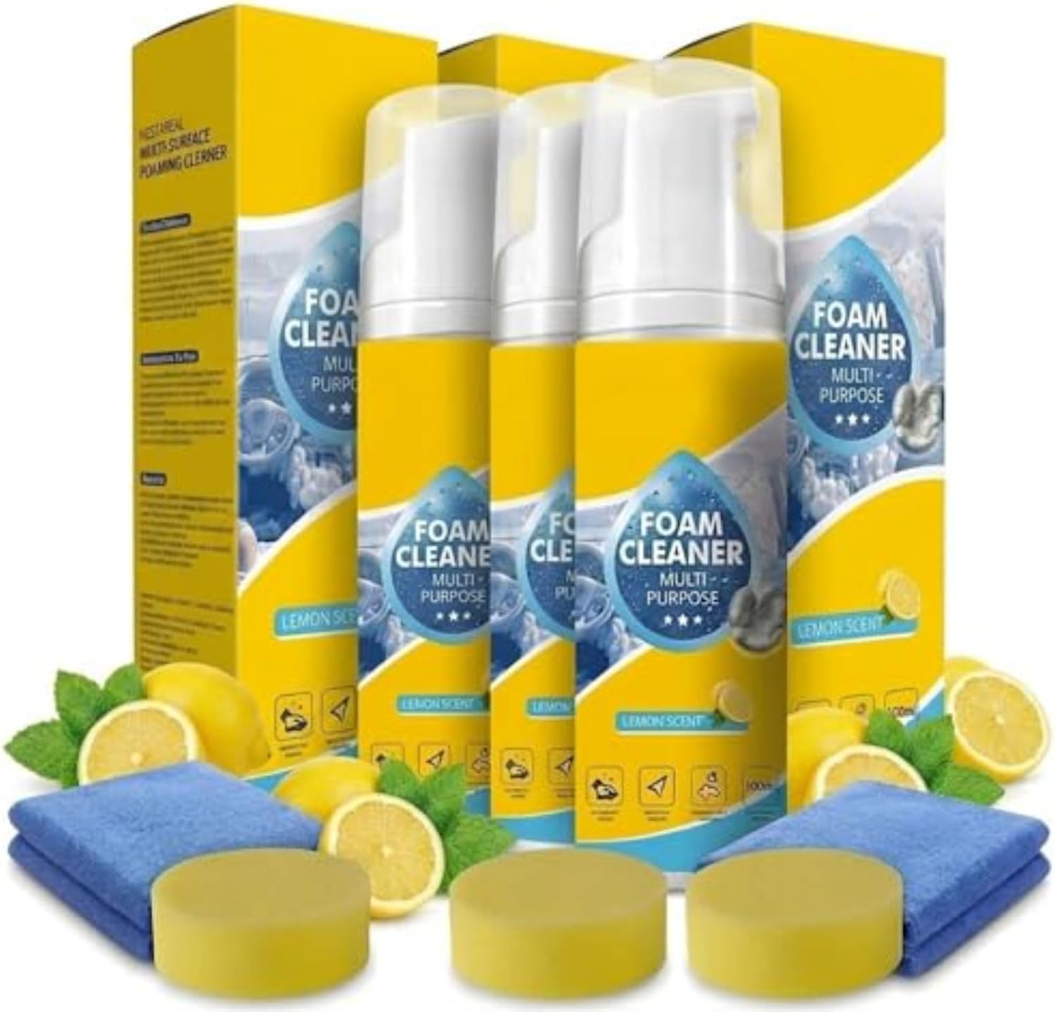 4-in-1 Foam Cleaner All-Purpose | Multifunctional Foam Cleaner For Car, Shoes, Kitchen, Bath, Sofa, Carpet - Removes Grease, Stains & Odors (3PCS)