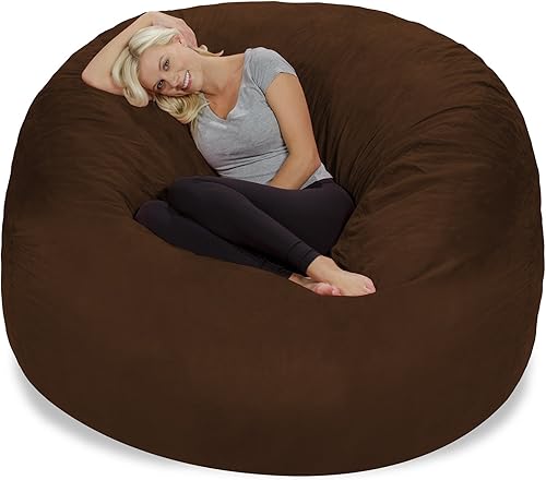 Miniatura 3 de Chill Sack - Puff Puff gigante de espuma viscoelástica de 6 pies. Sofá grande con funda de microfibra suave, color chocolate.
