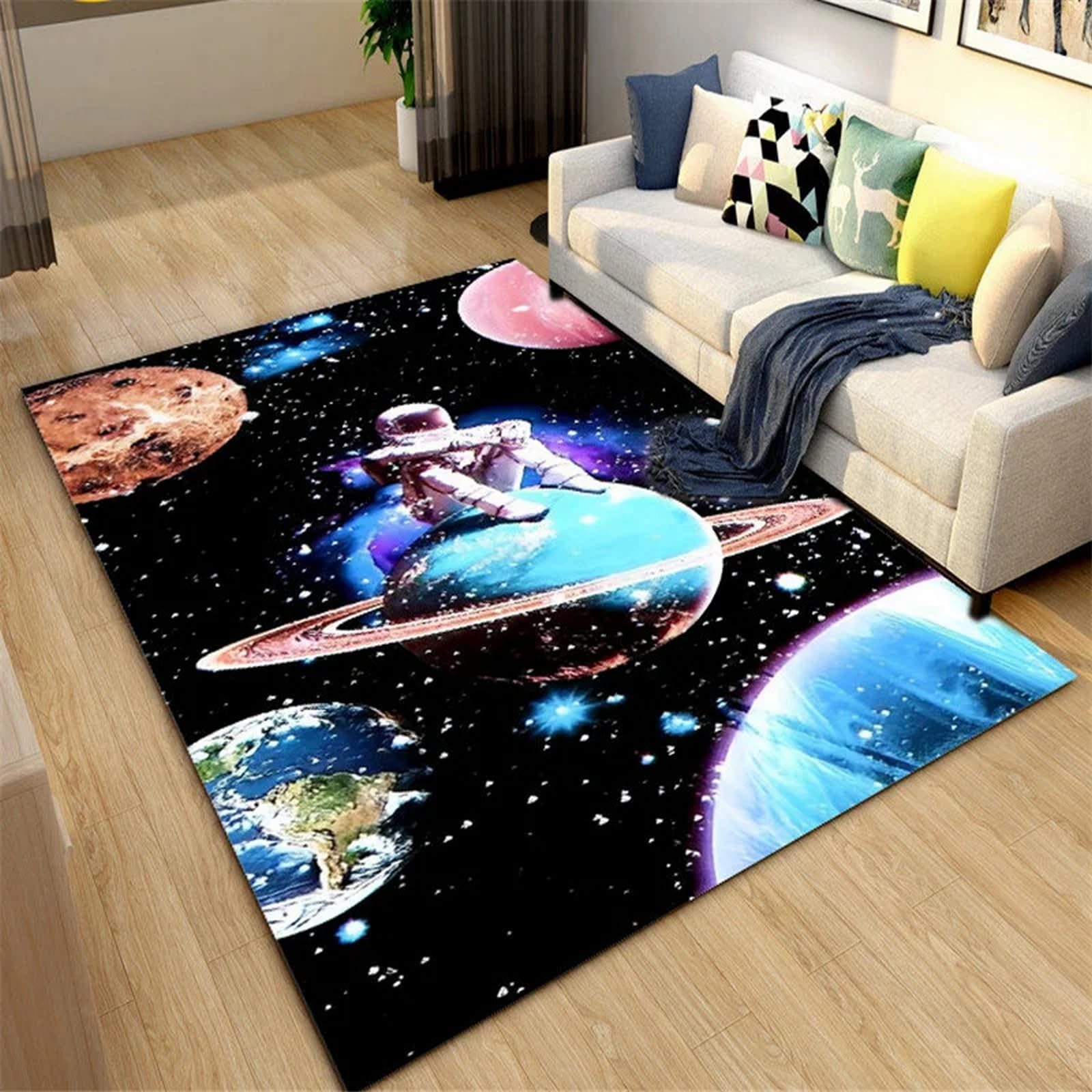 Tapis salon astronaute dessin animé pour dynamiser une chambre d'enfant