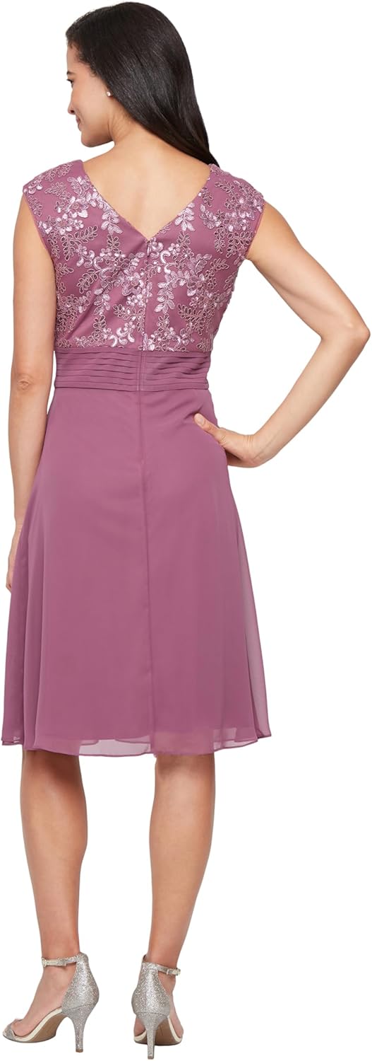 Alex Evenings Women's Short Sleeveless A-line Gown with Embroidered Empire Bodice, Cocktail Dress for Special Occasions - Image 2
