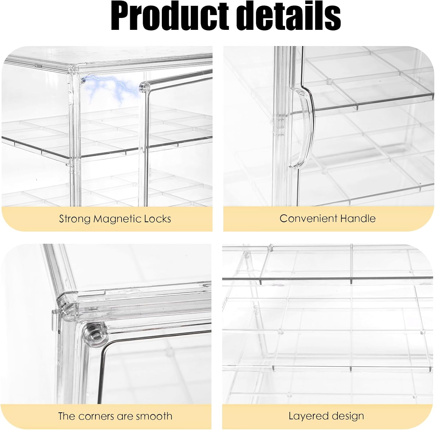 Fantasyon Pastry Display Case Large Clear Bread Box for Kitchen Countertop 4 Layers Adjustable Bread Storage with Magnetic Door Food Safe Bread Container 15.5x11.4x9.8inch