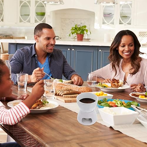 Miniatura 3 de Hemoton Juego de fondue de chocolate, olla de fondue de cerámica, horno de fusión de chocolate, olla de fondue, calentador de queso para el hogar,