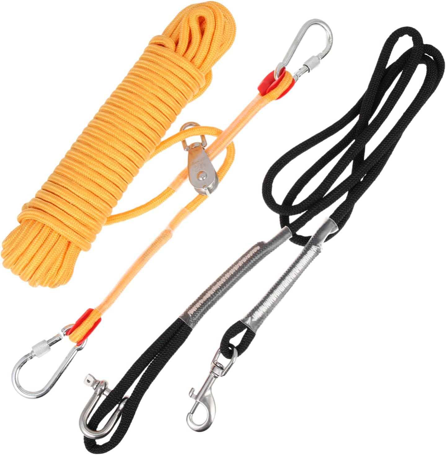 Dog Camping Gear Heavy Duty Nylon Dog Runner Cable for Outdoor Use 50ft Tie Out Cable Reflective Design and Sturdy Swivel Hook for Camping Hiking and Backyard