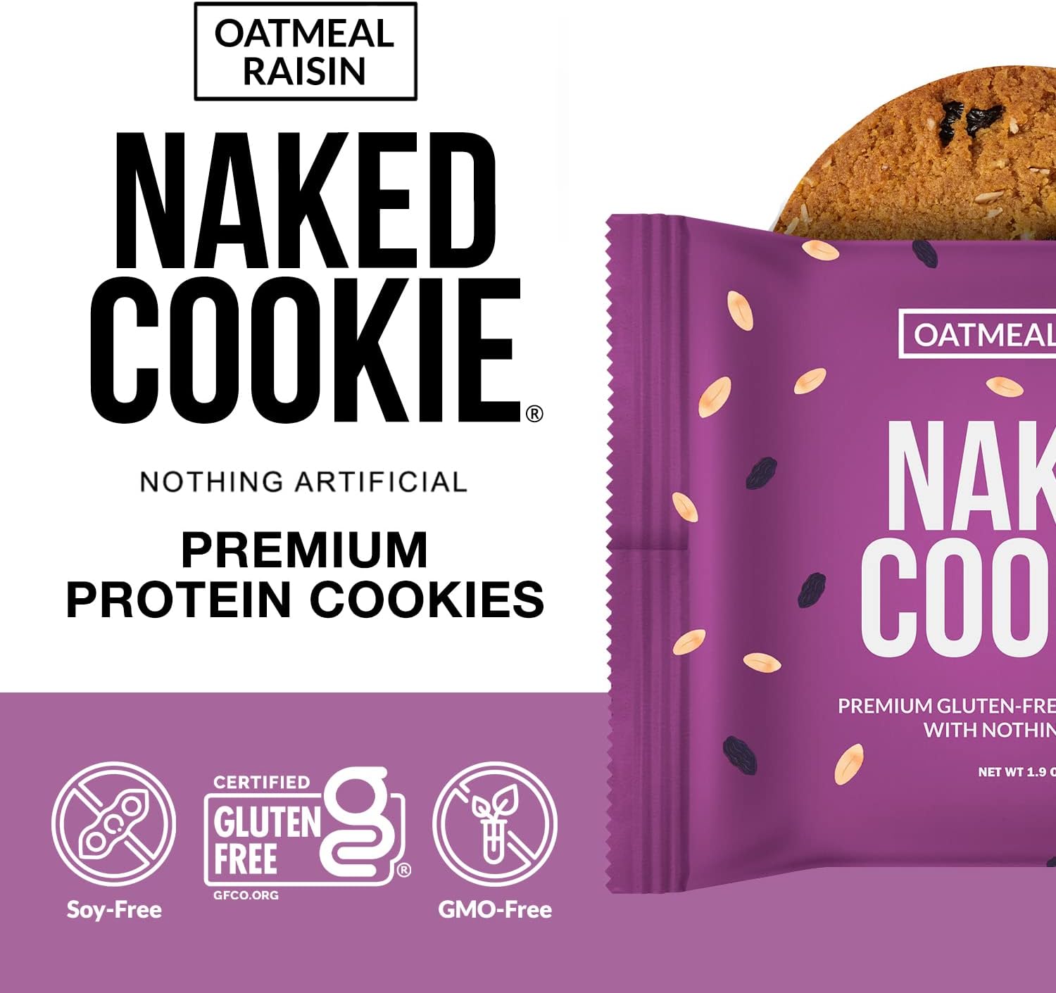 Gluten-Free High Protein Bundle: 5LB Unflavored Naked Pea Protein and Oatmeal Raisin Naked Cookies 12 Pack : Health & Household