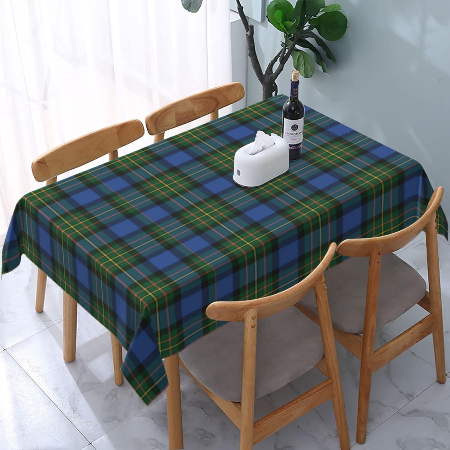 Tablecloth Rectangle Scottish Clan MacLaren Ancient Tartan Plaid Polyester Fabric Table Cloth, Water Resistant & Wrinkle Free Table Cover for Kitchen and Dining Room Tabletop 54"x72" (4-6 Seats)