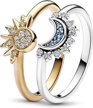 PANDORA Heavenly Sparkling Sun and Moon Ring Set 15855