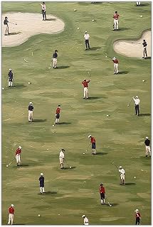 Vintage Tiny Golfers Poster Minimalist Golf Course Green Decorations Canvas Wall Art Abstract Sports-Inspired Prints Painting For Home Bedroom Dorm Wall Decor 12x16in Unframed