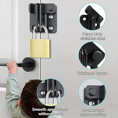 Miniatura 4 de AMS2001-B - Pestillo de puerta abatible con orificio para candado, cerradura de puerta interior de acero inoxidable SUS304 para cobertizo y valla de