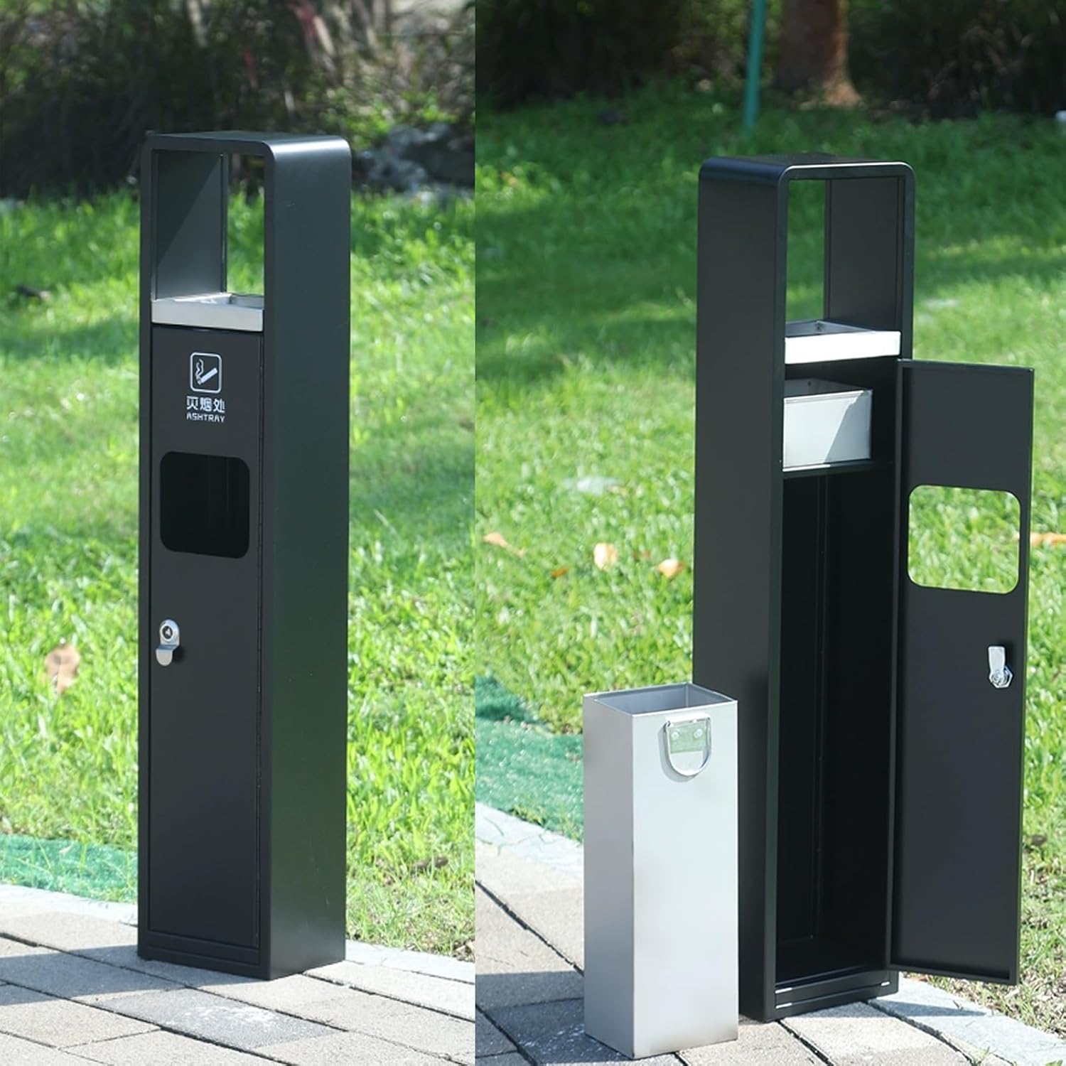 Standing Ashtray, Cigarette Disposal Outdoor, Cigarette Disposal, Floor-standing Cigarettes Butt Collection Column, Built-in Stainless Steel Trash Can, For Parks Stations