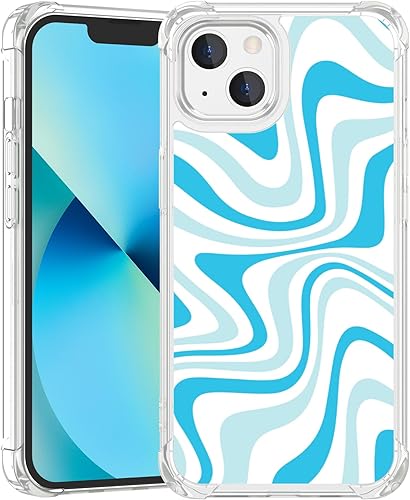 Axulimin Funda transparente para iPhone 13 Mini y iPhone 12 Mini, diseño de ondas de agua azul, para niños, niñas, adolescentes y mujeres, 5.4 Axulimin Funda transparente para iPhone 13 Mini y iPhone 12 Mini, diseño de ondas de agua azul, para niños, niñas, adolescentes y mujeres, 5.4