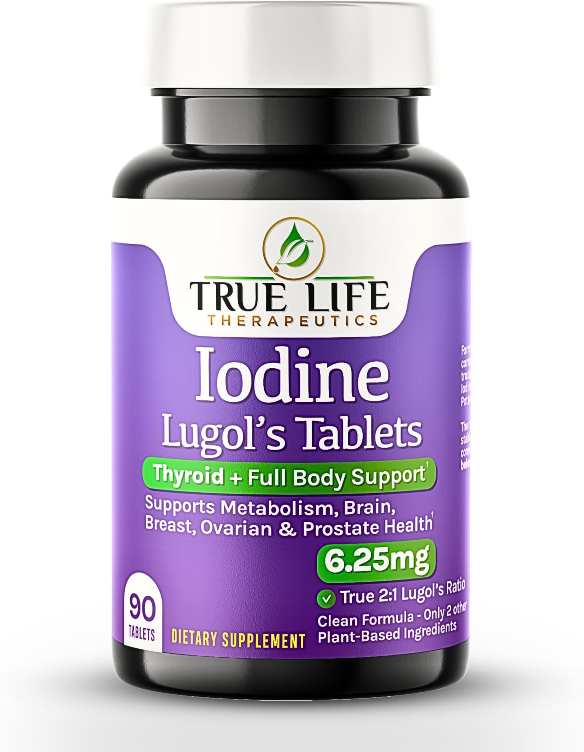 Lugol’s Iodine Tablets 6.25mg – Precise-Dose Thyroid & Energy Support – No Harsh Liquid, Stable Potassium Iodide Supplement – 90 Ct, Non-GMO, No Preservatives