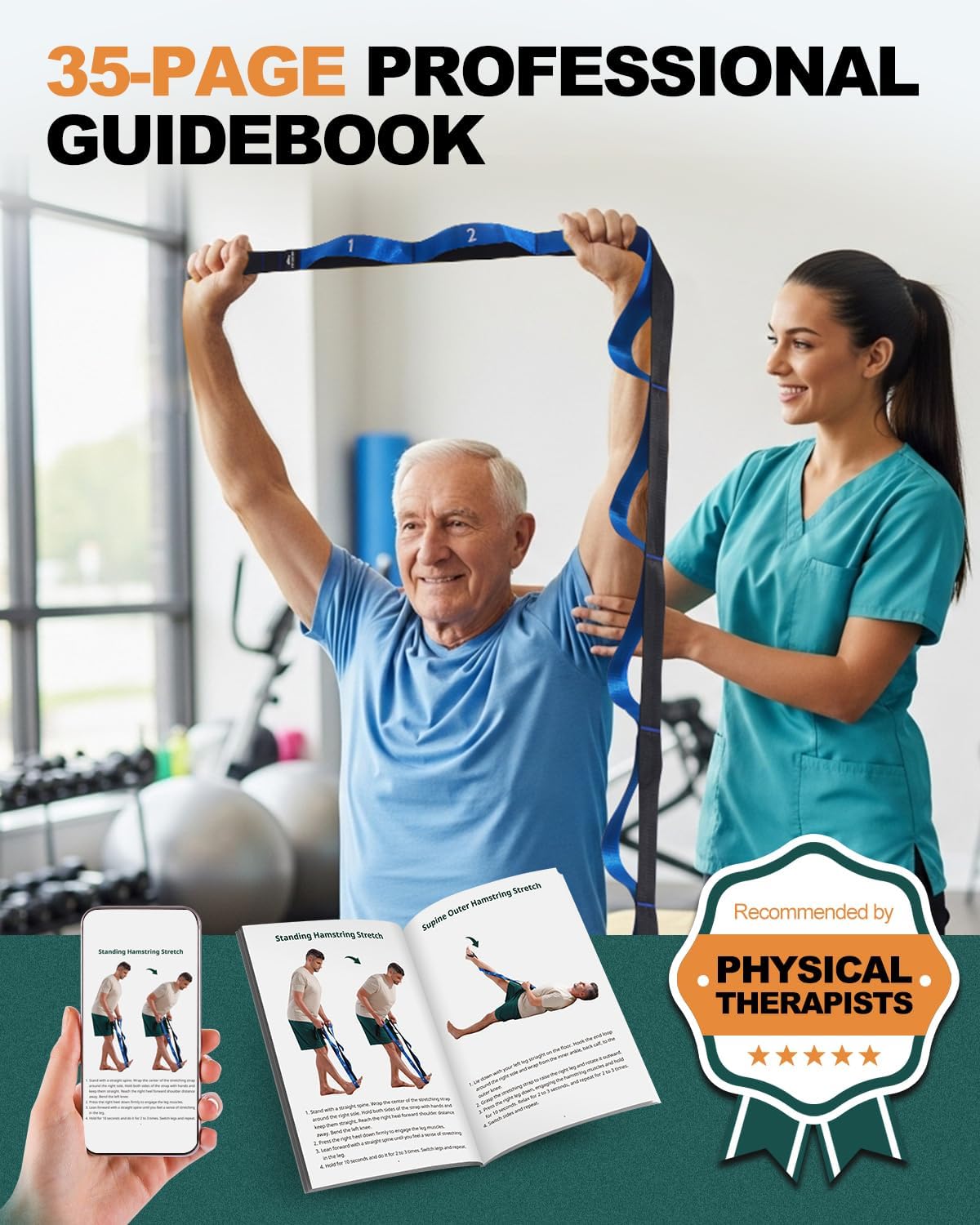 Trideer Stretching Straps with Loops, Non-Elastic Yoga Straps for Stretching, Durable Nylon Exercise Bands with Loops for Physical Therapy Flexibility, Yoga,Hamstring Leg Stretcher with Guidance - Image 6