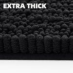 OLANLY Luxury Chenille Bath Mat, Extra Soft Thick Absorbent Shaggy Bathroom mat, Non-Slip Machine Wash Dry Plush Bath Mats for Bathroom, Shower, and Tub (24"x16", Black)