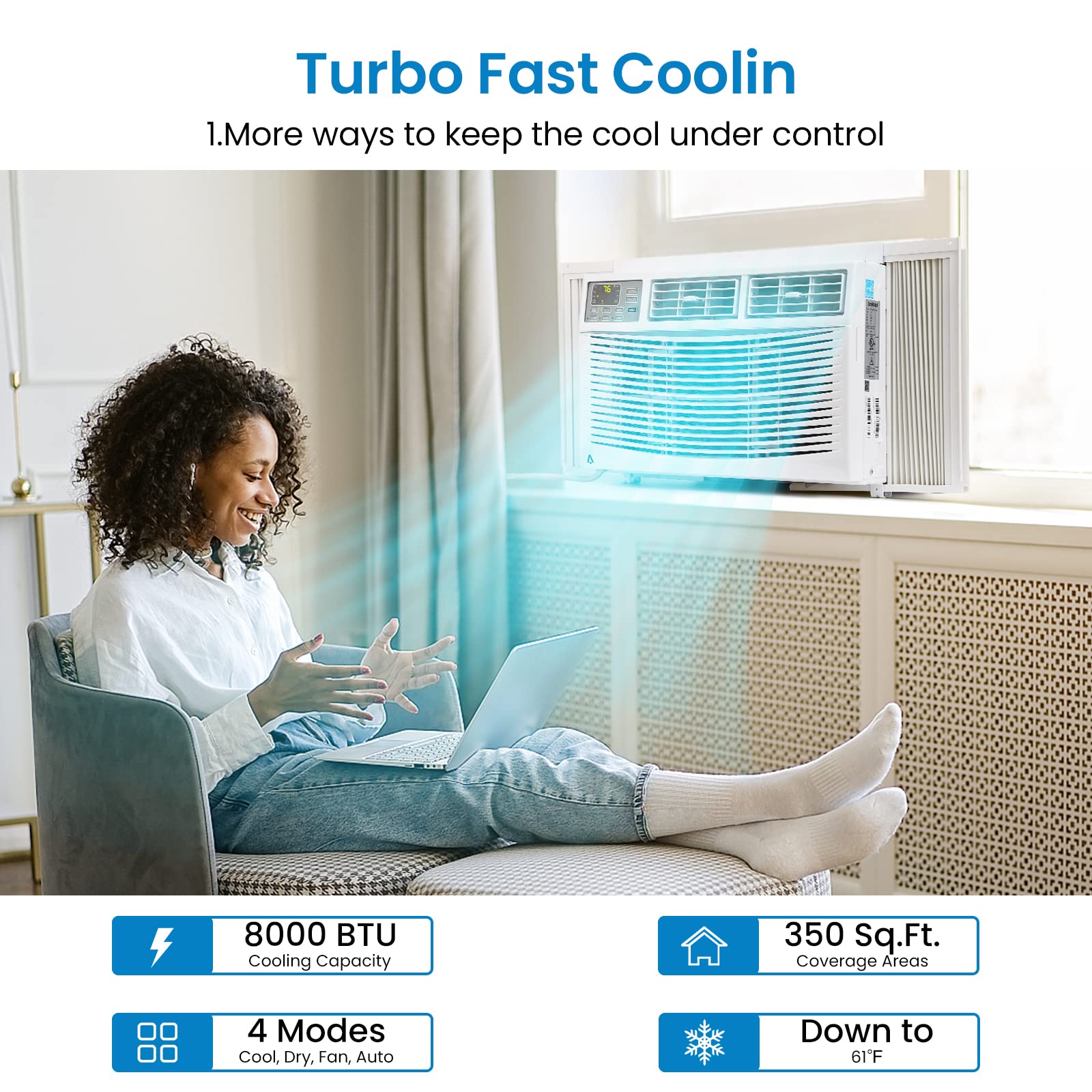 Window Type Timer Air Con Energy Efficient Window AC With Timer 8,000 BTU Window AC With Remote ...