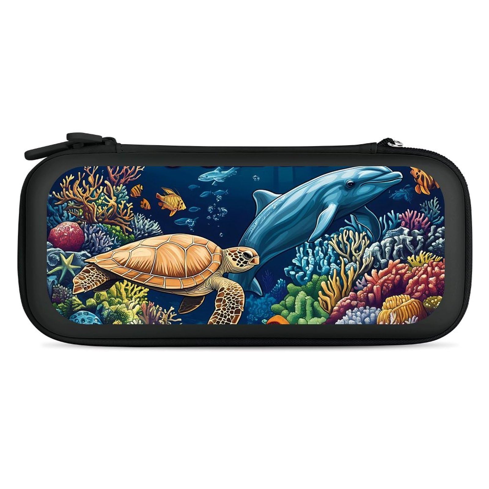Protect Our Ocean Compatible with Switch Carrying Case Hard Travel Game Bag Pouch with 15 Games Accessories Black-style
