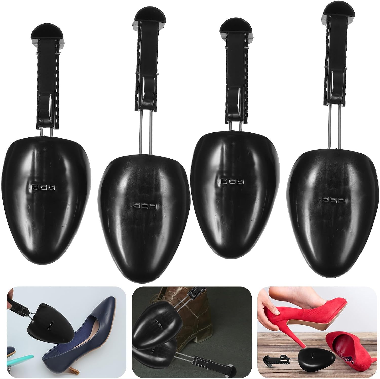 SOLUSTRE Adjustable Plastic Shoe Trees Random Color for Men with Spring Design 2pcs Space-saving Shoe Stretcher for Boots and Closed-toe for Home Use and Storage