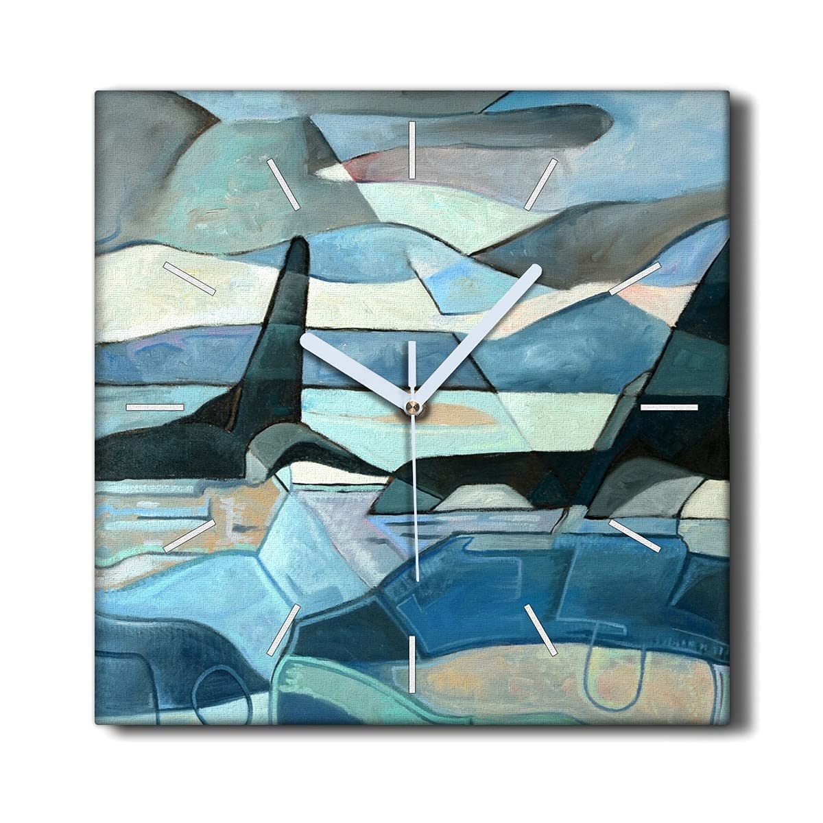 Horloge sans tic-tac pour salon silencieux avec décoration murale toile baleine 30x30