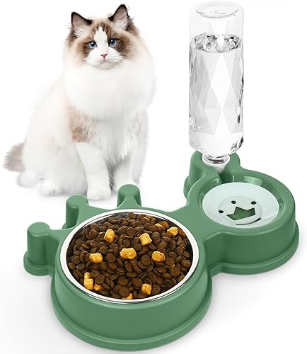 Juego de cuencos para gatos, comida y agua para perros con dispensador de agua para gatos y perros pequeños