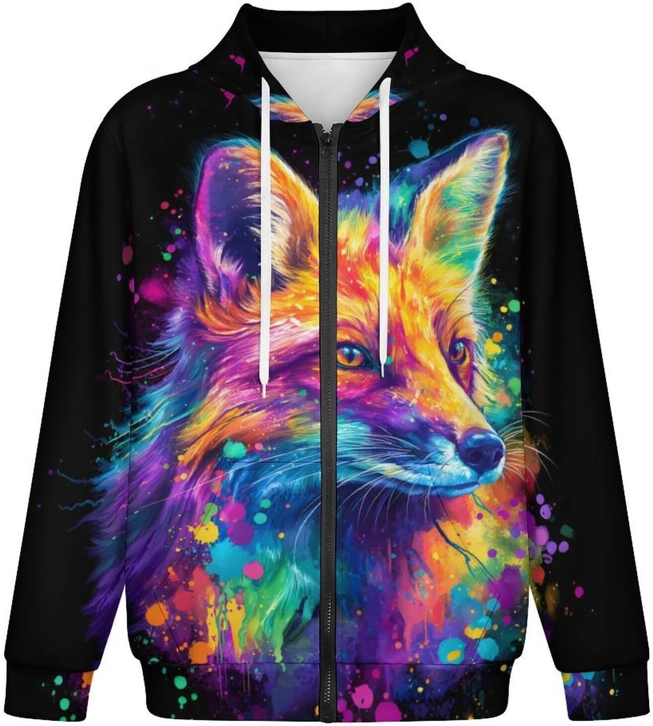 Men Novelty 3D Skull Print Long Sleeve Zip up Hoodies Pullover Sweatshirts with Pocket