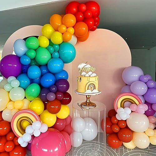 Miniatura 7 de Globos de colores surtidos, 105 piezas de arco de globos de látex arcoíris de 12 pulgadas para suministros de fiesta de feliz cumpleaños, bodas,