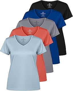 5 Pack Dry Fit V Neck Short Sleeve Workout T-Shirts (All Sizes)