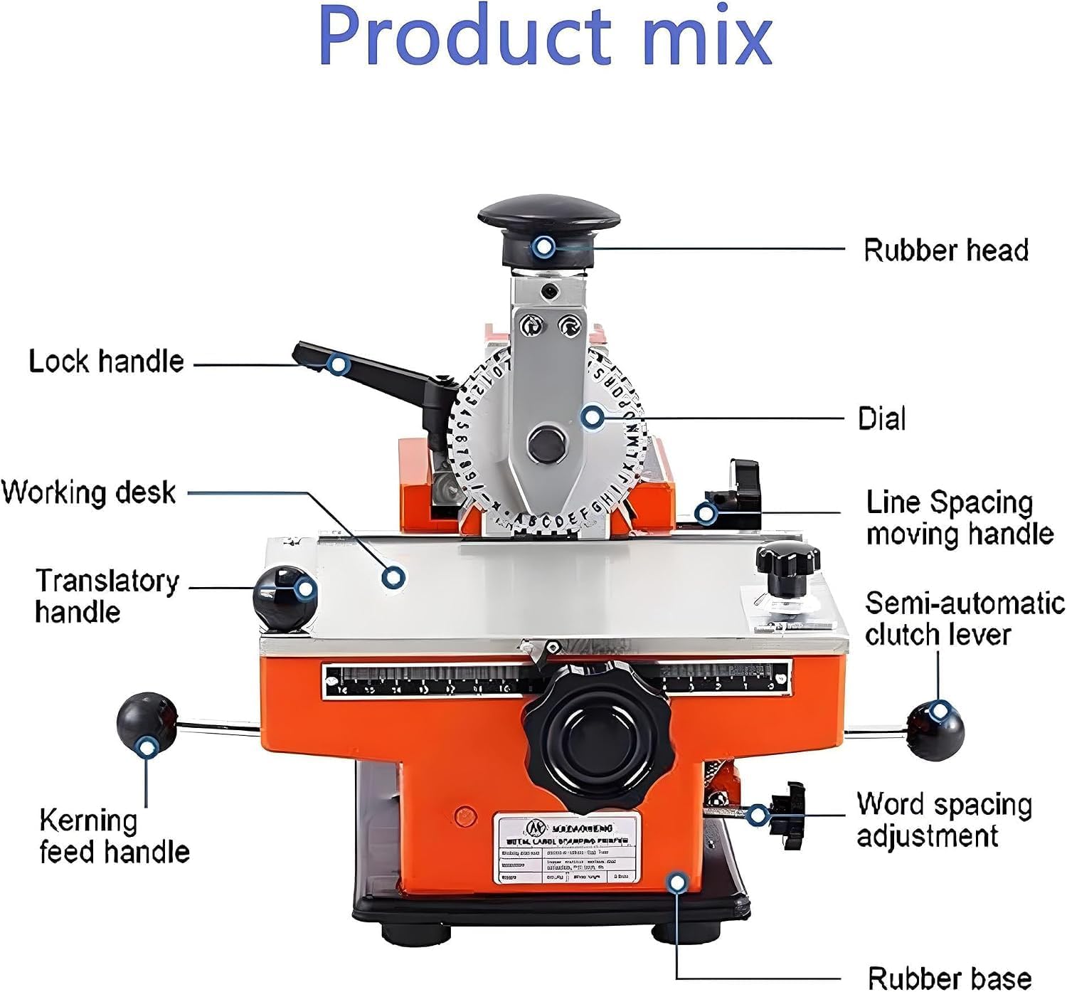 Manual Metal Nameplate Embosser, Alloy Steel Tag Stamping Engraving Machine,6mm