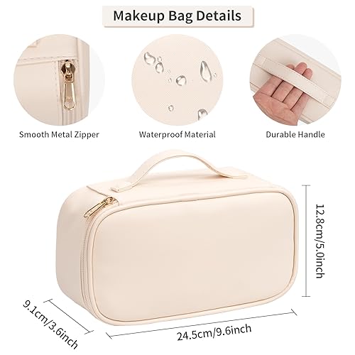 Miniatura 3 de OCHEAL Pequeña bolsa de maquillaje, bolsa de maquillaje portátil y bonita para viajes para mujeres y niñas con compartimento organizador de brochas