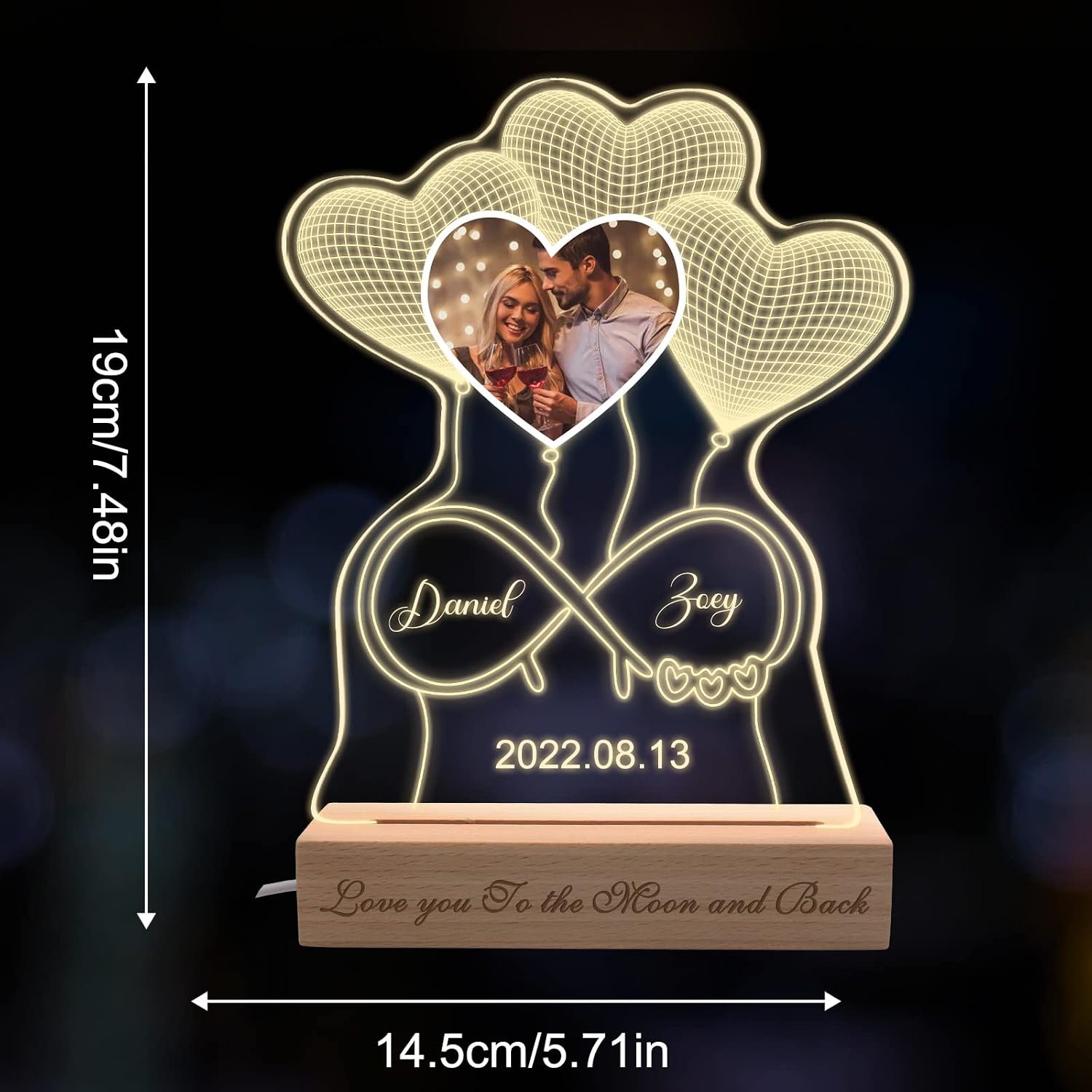 Luz Nocturna Personalizada Con Bola De Cristal 3D | Regalo Para Embarazo Con Foto De Ecografía | Detalles Para Mamá Y Papá