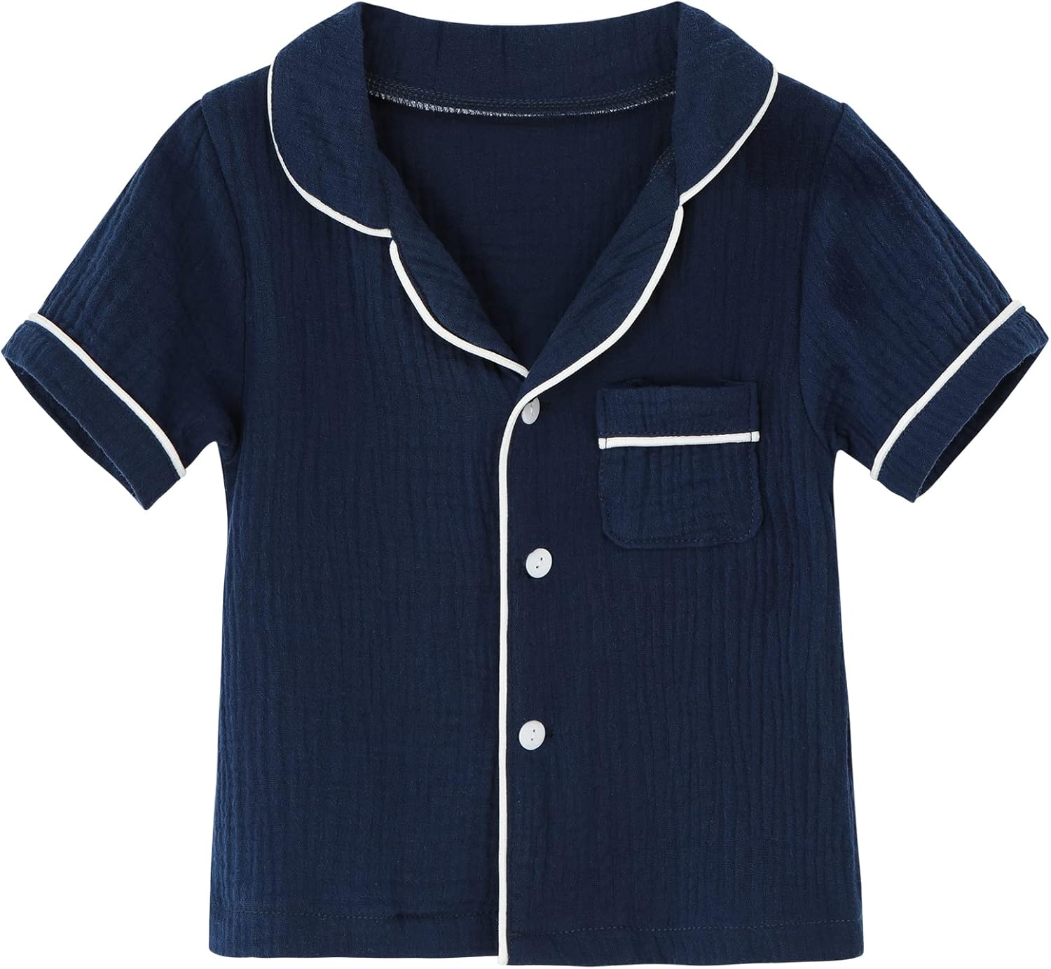 Kids Short Sleeve Pajama Set 100% Cotton Button Down Sleepwear Little Big Girls Boys Summer Soft Lounge Set 3-9 Years - Image 3