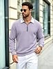 Camisas Polo con Cremallera Parcial y Cuello para Hombre, Manga Larga, Casual, de Punto Waffle 5